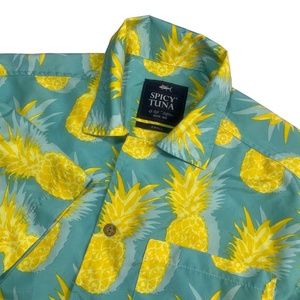 Spicy Tuna small Pineapple ShortSleeve Button up‎ 100% Poly Pockets